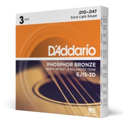 D'ADDARIO Cordes Folk EJ15 Tirant Extra-Light Bronze