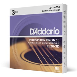 D'ADDARIO Cordes Folk EJ26 Tirant Custom Light Bronze