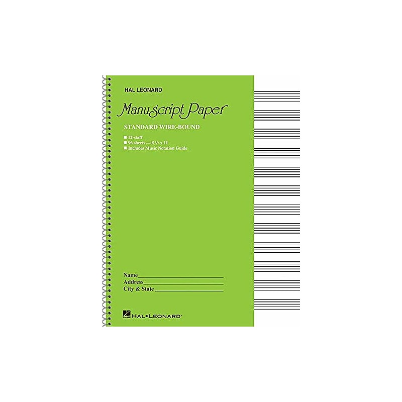 HAL LEONARD Cahier de portées Ã  reliure spirale, 96 pages, 12 portées (21x29,7cm