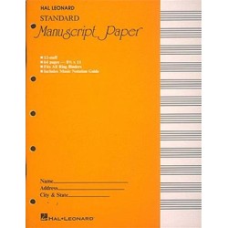 HAL LEONARD Paquet de 64 pages de 12 portées, perforées pour classeur
