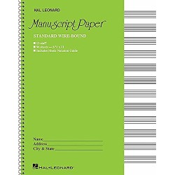 HAL LEONARD Cahier de portées à reliure spirale, 96 pages, 12 portées (21x29,7cm